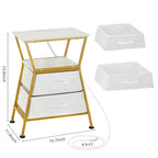 Nightstand with Charging Station, Side Tables for Bedroom with Built-in USB Side Table with 2 USB Ports and Outlets Nightstand with Cloth Drawer End Tables Living Room Sofa Couch - color: White Gold With Socket