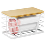 TIDIIABODE Small Grocery Bag Holder, Trash Bag Dispenser with Removable Bamboo Top, No Drill,White - color: 1-Pack-S-White