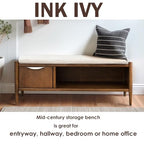 Ink+Ivy Arcadia Entryway Accent Bench with Shelf Shoe Rack, Padded Seating Bench for Living Room, Modern Compact Bed End Bench with Storage for Bedroom Seating, Removable Cushion, 42" W, Walnut Brown
