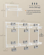 SONGMICS HOME Closet System, Closet Insert Organizer, 4-6 ft, Adjustable Metal Shelving Unit with 6 Hanging Rods, 6 Shelves, and Hooks, for Pantry Mudroom Garage Basement, Cloud White URGR032W01 - size: 3 Tier