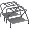 SONGMICS Luggage Racks, Set of 2, Suitcase Stand with Fabric Storage Shelf, for Guest Room, Bedroom, Hotel, Foldable, Holds up to 110 lb, 27.2 x 15 x 20.5 Inches, Slate Gray URLR002G02 - color: Slate Gray, style: with Shelf