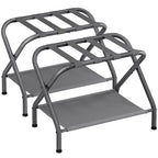 SONGMICS Luggage Racks, Set of 2, Suitcase Stand with Fabric Storage Shelf, for Guest Room, Bedroom, Hotel, Foldable, Holds up to 110 lb, 27.2 x 15 x 20.5 Inches, Slate Gray URLR002G02 - color: Slate Gray, style: with Shelf