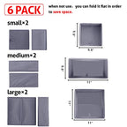 homyfort Dresser Drawer Organizer, Foldable Cloth Storage Box Closet Cube Basket Bins Containers Divider with Drawers for Underwear, Bras, Socks, Ties, Scarves, Set of 6, Grey - style: 6pack Solid Grey
