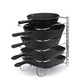 CAXXA Heavy Duty Pan Rack, Pot Lid Rack, Kitchen Cabinet Pantry Cookware Organizer Rack Holder with 5 Adjustable Dividers, Chrome - size: 12.8 x 10.4 x 8.9 INCH