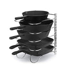 CAXXA Heavy Duty Pan Rack, Pot Lid Rack, Kitchen Cabinet Pantry Cookware Organizer Rack Holder with 5 Adjustable Dividers, Chrome - size: 12.8 x 10.4 x 8.9 INCH
