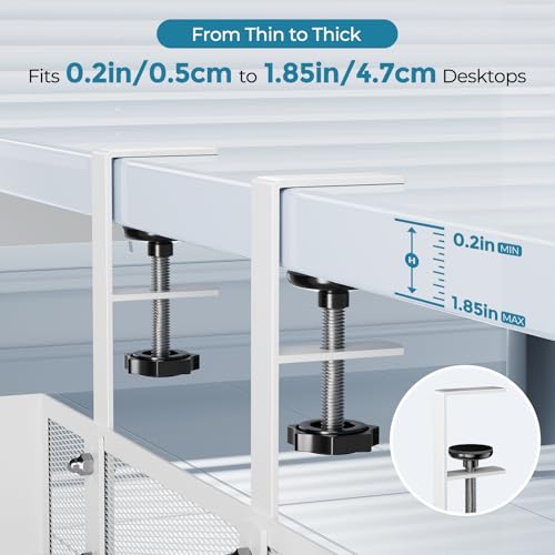 YECAYE No-Drill Metal Under Desk Cable Management Tray, Power Strip & Cable Organizer for Home Office,Under Desk Storage,Organizer Tray,White - color: White