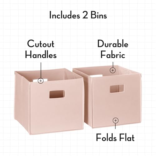 RiverRidge Kids 2pc Fabric Collapsible Storage Cube Organizers with Handles for Playroom Organization - Soft Pink - color: 2 Soft Pink Bins