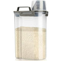 Viretec Rice Airtight Storage Container, 3 to 5Lbs Cereal Dry Food Flour Bin, Pet Dog Cat Food Dispenser with Measuring Cup, BPA Free Clear Plastic Kitchen and Pantry Organization Bin for Sugar - color: 3L/Grey