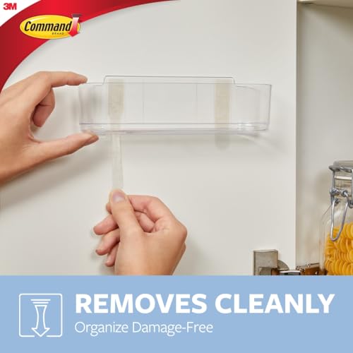 Command Large Caddy, Holds up to 4 lb, 8.6" x 3.1" x 3", 1 Caddy with 4 Strips, Damage-Free Organization Wall Mount to Cabinet, Kitchen, Pantry, Closet, or Under Sink - color: Clear