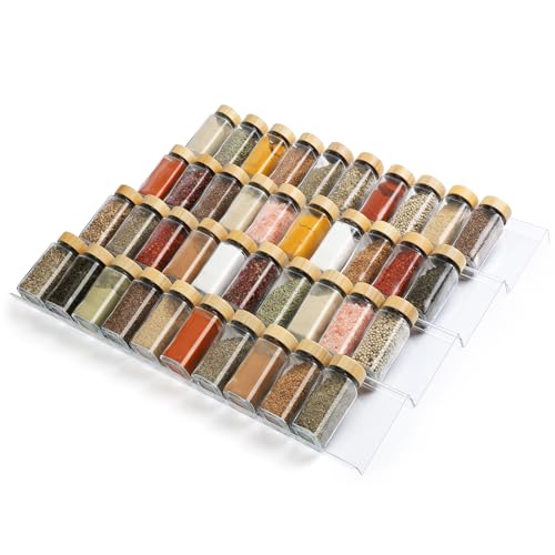 Suneerplay Spice Drawer Organizer 8 Tier, Acrylic Seasoning Organizer Rack, Clear Spice Rack Tray, Kitchen Seasoning Jars Drawers Insert (Jars Not Included/Expandable From 9" to 18") - color: Clear 8 Pack, size: Small