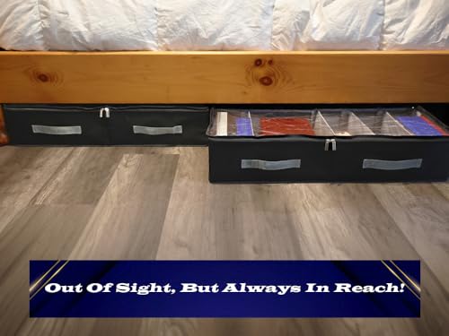 Under Bed Shoe Storage, A Sturdy Closet and Under Bed Storage, Multi-Functional Storage Organizer Solution,with Clear Silk PVC Cover and Adjustable Dividers.