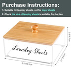 VOTLEVT Bamboo Laundry Detergent Sheets Holder with Acrylic Container, Organization and Storage - color: Acrylic and Bamboo