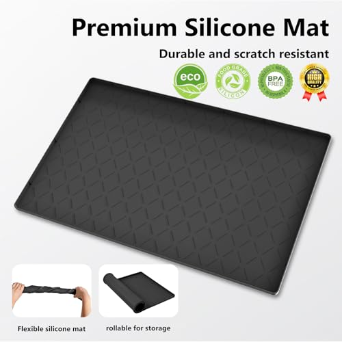 Mateeylife Under Sink Mats for Kitchen Waterproof 34"X22", Undersink Protectors，Silicone Mat Cabinet Liner, Under Sink Organizer for Bathroom and Kitchen，Boot Tray Pet Food Mat, Classic Black - color: Classic Black, size: 22''W x 34''L