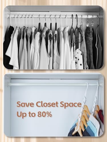HOUSE DAY White Magic Plastic Hangers Space Saving Organizers and Storage Clothes Hanger Multi Hangers Sturdy Wardrobe Closet for Heavy Clothes, Dorm Room Bedroom Home RV Car Camper Essentials 20 Pack - color: White, size: 20 Pack