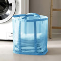 Mesh Bag with Handles, Collapsible Laundry Basket, Foldable Laundry Bag, Breathable Folding Beach Bag,Space-saving Travel Tote Bags (1, Blue) - color: Blue