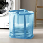 Mesh Bag with Handles, Collapsible Laundry Basket, Foldable Laundry Bag, Breathable Folding Beach Bag,Space-saving Travel Tote Bags (1, Blue) - color: Blue