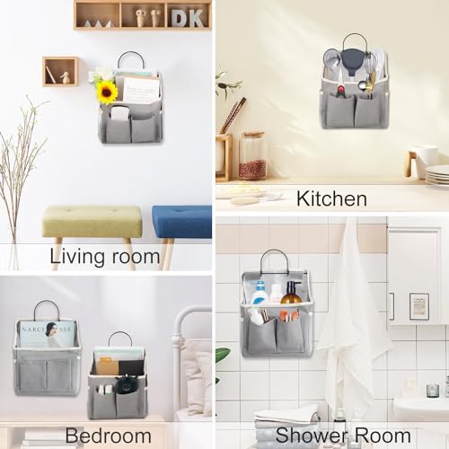 LYroo 2 Pack Wall Hanging Bag Organizer Basket with Pockets for Bathroom Bedroom Kitchen Dorm Room Essentials Rv Storage and Organization (Gray) - color: Grey
