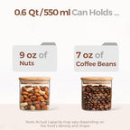ComSaf 0.6 Qt Glass Food Storage Jars Set of 6, Clear Storage Containers with Airtight Lids, Pantry Organization Jar, Spice Jar, Blooming Tea, Coffee and Sugar Container, Canister Set for Kitchen - size: 0.6Qt*6