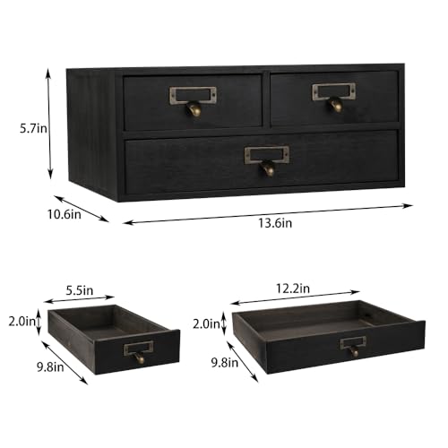 Wooden Storage Box Apothecary Drawers Vintage Wooden Box Wood Desktop Organizer Countertop Drawers Library Card Catalog Cabinet Apothecary Cabinet（BLACK 03） - color: BLACK03