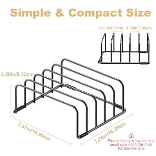 Fikoksol Cutting Board Organizer and Baking Sheet Rack, [2-Pack] Black Heavy Duty Metal Cookie Sheet Organizer for Cutting Board Storage & Plate Holder for Cabinet, Tray Dividers for Cabinets - color: 2pc Black
