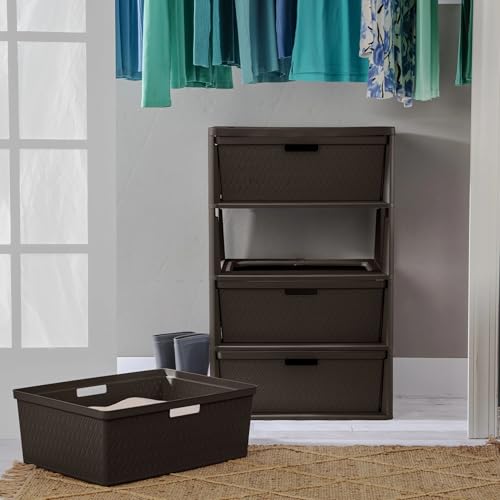 Brown Storage Drawer, A Wide Four-drawer Storage Tower, Assembled Without Tools, with Detachable Fabric Drawers and A Handle for Multi-functional Storage. Suitable for Living Rooms and Bedrooms - color: Brown