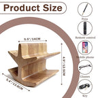 Remote Control Holder with 2-Tiers, Wooden Organizer Stand for TV/Streaming Remotes, Game Controllers, Glasses, Keys | Storage Caddy for Coffee Table, Living Room, Nightstand & Entertainment Center