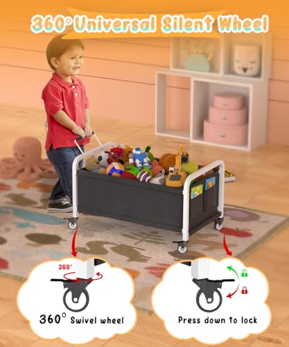 80L Large Kids Toy Box with Wheels, Toy Chest Storage Organizer for Toddlers, Boys, Girls, Toy Storage Bin for Stuffed Animals, PlayRoom, Bedroom, Nursery, Living Room, White