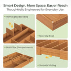 keechee 6-Piece Bamboo Drawer Organizer Set, 2.2" Deep Multi-Use Organizers for Utensils, Silverware, Cutlery, Desk, Bathroom, Junk Drawer & Makeup, Non-Slip Feet Included. - size: Bundle: 10 Slots (Expandable) + 5 Pc Set