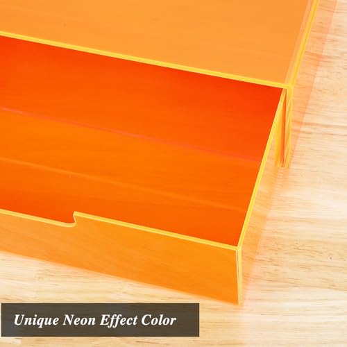 Gelite Acrylic Desk Organizer with Drawer for Makeup Vanity Stackable Desktop Storage Box for Office Supplies, 13.8 x 9.8 x 3.9’’, Neon Orange - color: Neon Orange