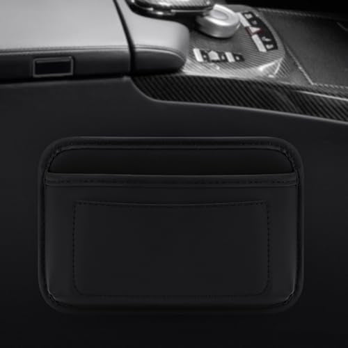 Accmor 2pcs Universal Car Side Pocket Organizer, PU Leather Car Pocket Pouch Cell Phone Sunglasses Holder Organizer Accessories for Car Seat, Door, Window, Console