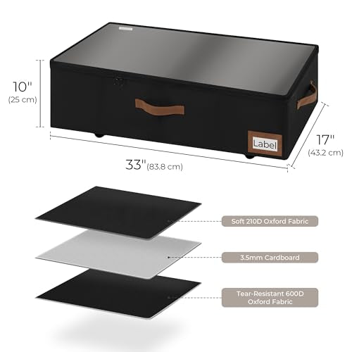 StorageWorks Under Bed Storage with Wheels, 10" Underbed Storage Containers with Lid, 90L Clothes Organizer for Blankets, Sweaters, Bedding, 2-Pack, Black - color: Black, size: Extra Large-with Wheels