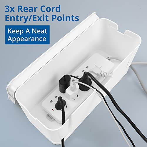 ZhiYo Cable Management Box White, 2Pack Cord Organizer Box - Extra Large and Medium Size, Cord Hider Box to Conceal Power Strips on Desk or Floor, Made from Electrically Safe ABS Material - color: White, size: XL + M