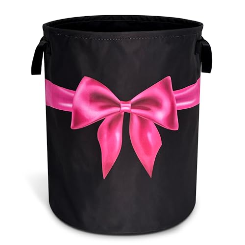 Breast Cancer Awareness Laundry Basket Oxford Cloth Pink Ribbon Laundry Hamper With Handle Foldable Portable Clothes Storage Basket 18.9 X 16.5 In Storage Bag For Laundry Room/Bathroom/Bedroom - color: Breast Cancer Awareness