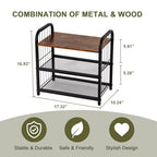 Narrow Shoe Rack for Small Spaces, 3-Tier Compact Shoe Organizer for Closet, Entryway, Small Apartment, Space Saving Metal & Wood Shoe Storage Shelf - size: 17.32" X 10.24" X 16.93"