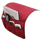 IPENNY Couch Sofa Armrest Organiser Chair TV Remote Holder Bed Storage Pocket Bag for Cellphone Tablet Notepad Book Magazines DVD Eyewears Drinker Snacks Holder Pouch - color: Red (5 pockets)