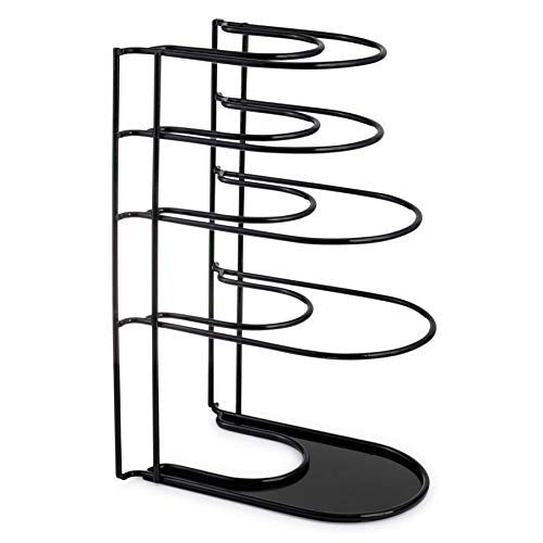 Cuisinel Heavy Duty Pots and Pans Organizer - Extra Large 5-Tier Rack - Holds Cast Iron Skillets, Dutch Oven - Durable Construction - Space Saving Kitchen Storage - No Assembly Required - Black 15.4" - color: Black, size: 15"