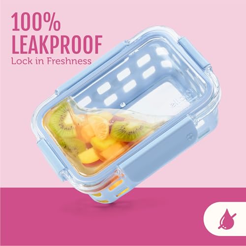 Ello Duraglass 3.4 Cup Meal Prep Sets 10Pc, 5 Pack Set- Glass Food Storage Container with Silicone Sleeve and Airtight BPA-Free Plastic Lids, Dishwasher, Microwave, and Freezer Safe, Evening Orchard - color: Evening Orchard, size: 3.4 Cup