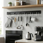 Cociat 2PCS Utensil Racks with 12 Hooks 17.2 Inch Kitchen Utensil Holders Hanging Utensil Rack Multifunctional (17.2 inch Black) - color: BLACK, size: 17inch & 12 hooks