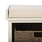 Safavieh American Homes Collection Lonan Grey and White Wicker Storage Bench - color: White