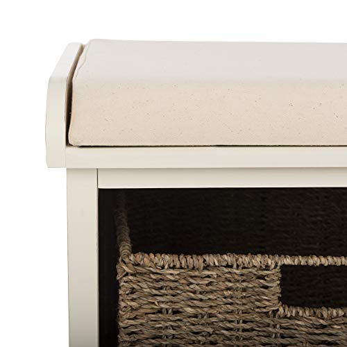 Safavieh American Homes Collection Lonan Grey and White Wicker Storage Bench - color: White