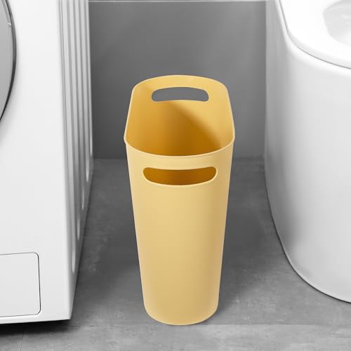 rejomiik Small Trash Can, 3.5 Gallon Slim Garbage Can Plastic Waste Basket with Handles Container Bin for Narrow Spaces Bathroom, Bedroom, Kitchen, Office at Home, Yellow - color: Yellow, size: 1 pack