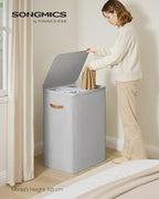 SONGMICS Laundry Basket, 44.9 Gal. Laundry Hamper, 2 Compartments, Easy Assembly, with Lid and Handles, Removable Inner Bags, 22 x 15.7 x 29.5 Inches, Dove Gray ULCB813G01 - color: Dove Gray, size: 170 L (2-Section)
