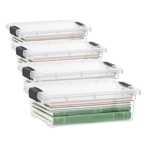 Superio 6.25 Quart Clear Plastic Storage Bin with Lid, Non-Toxic, BPA Free, Odor Free, Organizer Storage Box, Stackable Plastic Tote for Home, Garage, School, and Office (Pack of 4) - size: 7.4 Qt (Pack of 4)