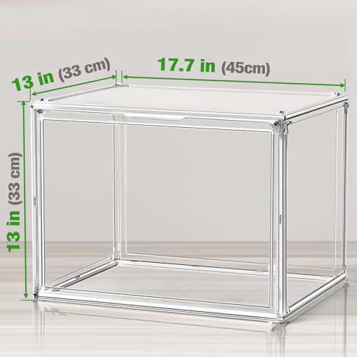 XXX-Large Extra Large Acrylic Display Case 17''x13''x13'' Transparent Shoe Display Case Sneaker Bag Organizer Clear Stackable Boot & Shoe Boxes Large Showcase for Helmet, Handbag, Figures Collectibles - color: Clear, size: XXX-Large