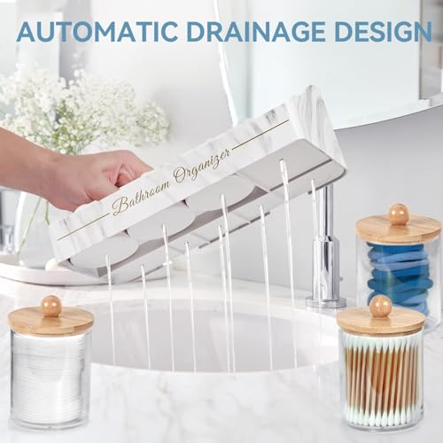 Tucao Toothbrush Holders, Toothbrush Holders for Bathroom with 6 Large Capacity Storage Slots & 3 Qtip Holders - Sturdy for Bathroom Counter Organizers and Storage Countertop - Marble White - color: White, size: 3 Cups