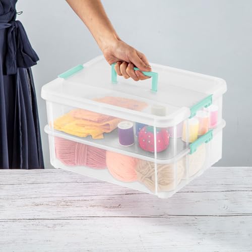 STERILITE Convenient Home 2-Tier Layer Stack Carry Storage Box, Clear 12-Pack 12 X 1 - size: 12 Pack