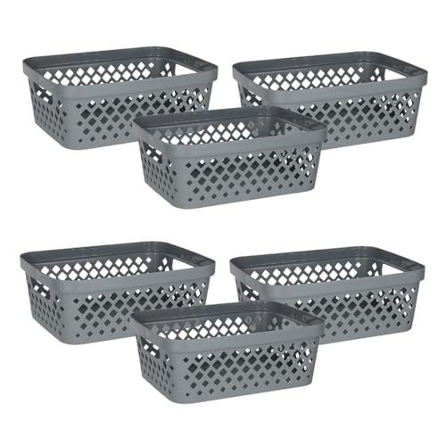 Glad Plastic Storage Basket Set, Value Pack of 6 | Open Storage Bins for Shelves, Bathroom, Pantry, Closet | Nesting Organizer Boxes with Handles, 2 Gallon, Grey - color: Grey, size: 2 Gallon