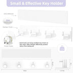 VIS'V Key Holder Wall Mount, Large Metal Self Adhesive Key Hanger with 4 Hooks, No Drilling, Extra Adhesive Strip, White - color: White