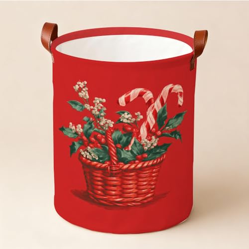 Holiday Botanical Illustration Laundry Basket Oxford Fabric 15.75 x 19.7 Inch Decorative Clothes Hamper Seasonal Storage for Bedroom Bathroom and Cozy Home Decor - color: Colorful589