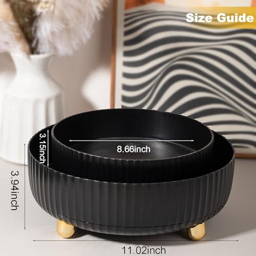 Anyoifax Makeup Perfume Organizer Tray 360 Degree Rotating Lazy Susan Skincare Lotion Organizer Spinning Cosmetics Storage for Dresser, Vanity, Bathroom Countertop, Large Black - color: Black, size: 11 "
